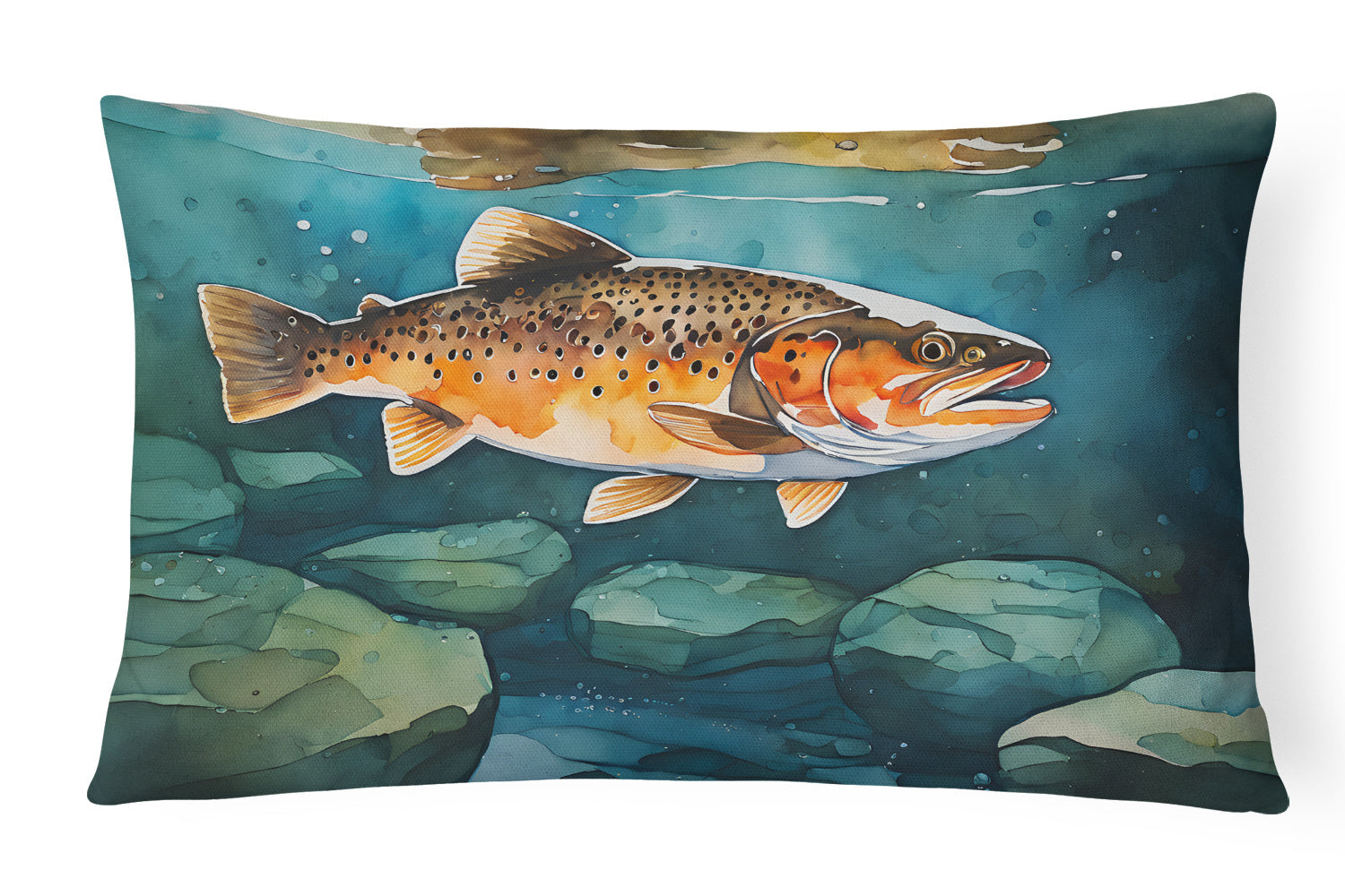 Nautical Collection Throw Pillow Throw Pillow for Indoor Couch Bed Outdoor Patio Washable, Brook Trout 2778,12Hx16W