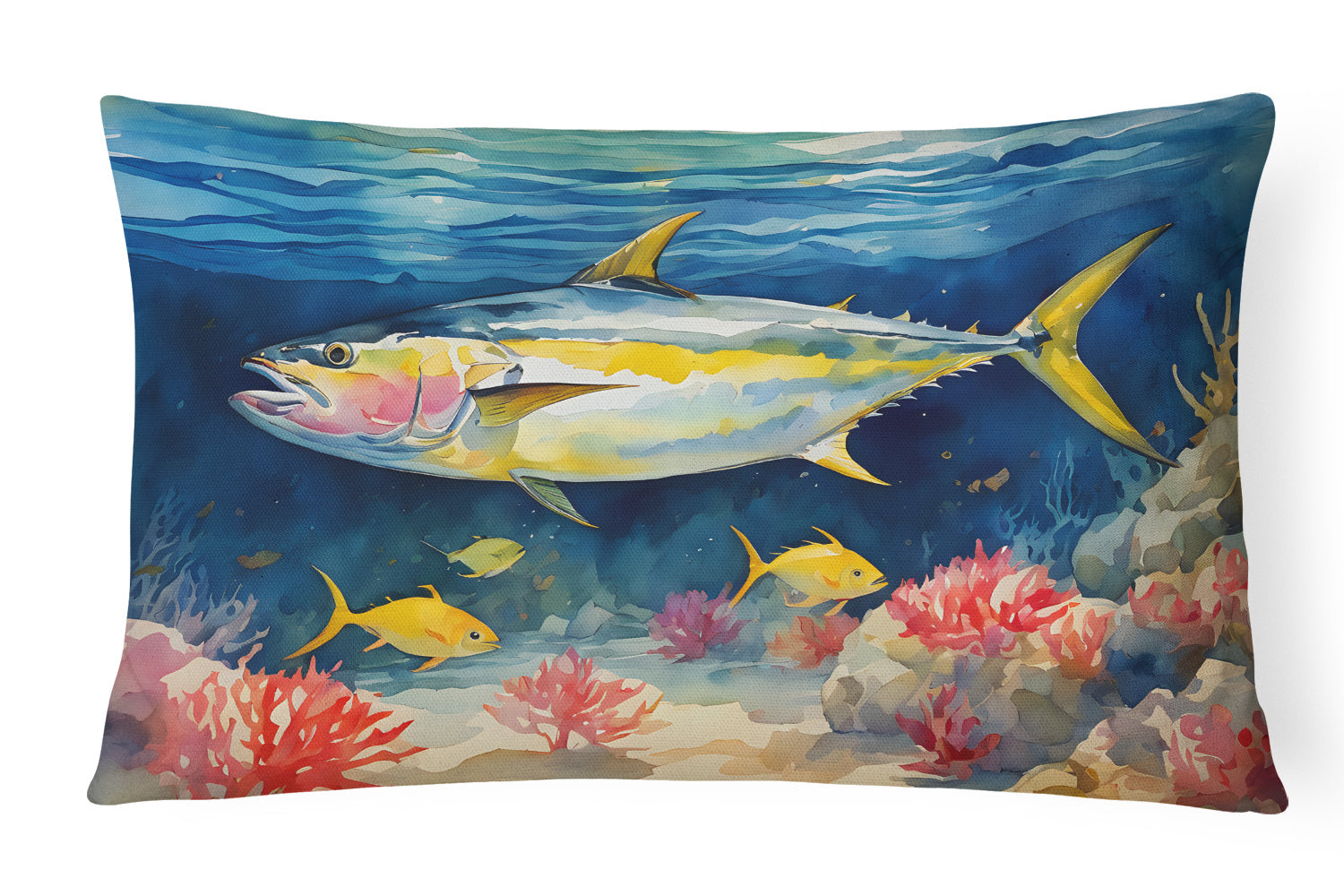 Nautical Collection Throw Pillow Throw Pillow for Indoor Couch Bed Outdoor Patio Washable, Yellowfin Tuna 2842,12Hx16W