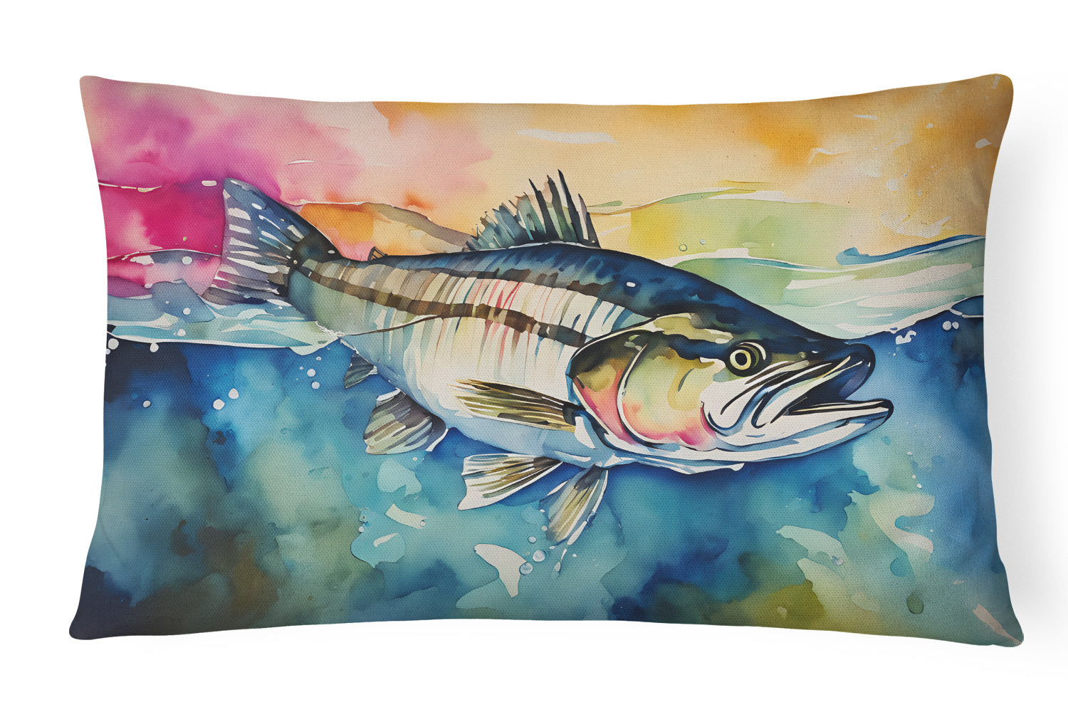 Nautical Collection Throw Pillow Throw Pillow for Indoor Couch Bed Outdoor Patio Washable, Striped Bass 2834,12Hx16W