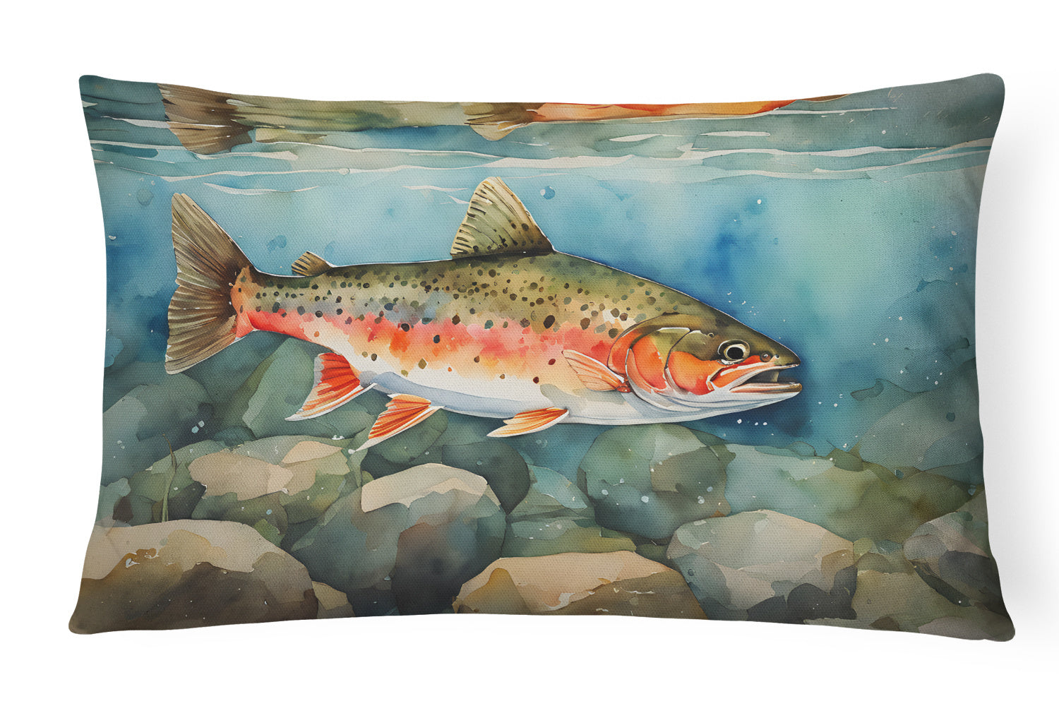 Nautical Collection Throw Pillow Throw Pillow for Indoor Couch Bed Outdoor Patio Washable, Brook Trout 2774,12Hx16W