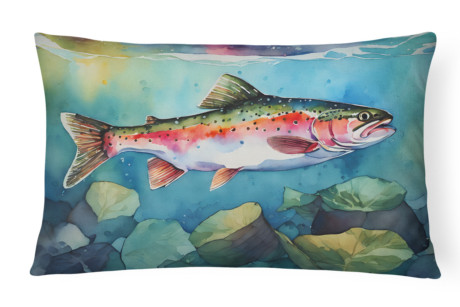 Nautical Collection Throw Pillow Throw Pillow for Indoor Couch Bed Outdoor Patio Washable, Rainbow Trout 2816,12Hx16W