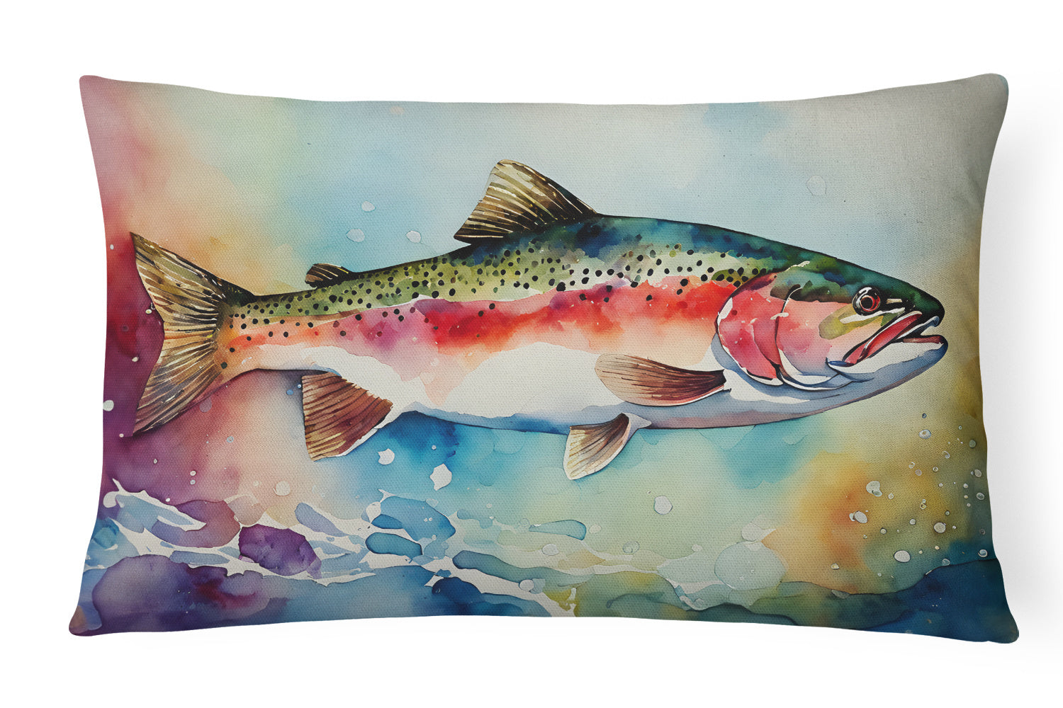 Nautical Collection Throw Pillow Throw Pillow for Indoor Couch Bed Outdoor Patio Washable, Rainbow Trout 2815,12Hx16W