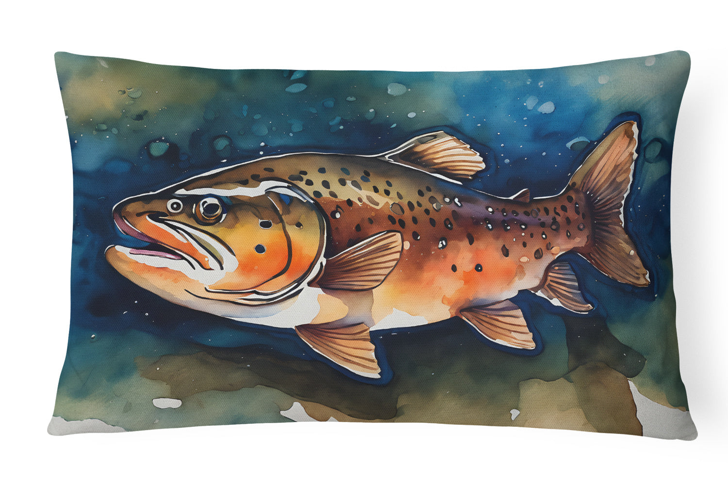 Nautical Collection Throw Pillow Throw Pillow for Indoor Couch Bed Outdoor Patio Washable, Brook Trout 2777,12Hx16W