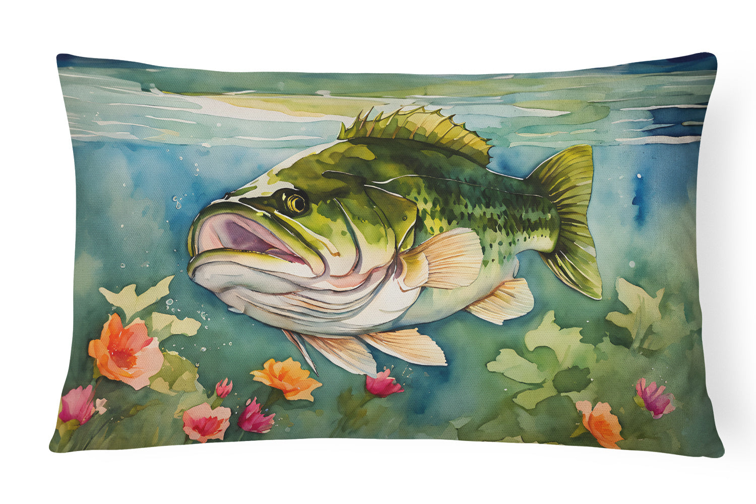 Nautical Collection Throw Pillow Throw Pillow for Indoor Couch Bed Outdoor Patio Washable, Largemouth Bass 2802,12Hx16W