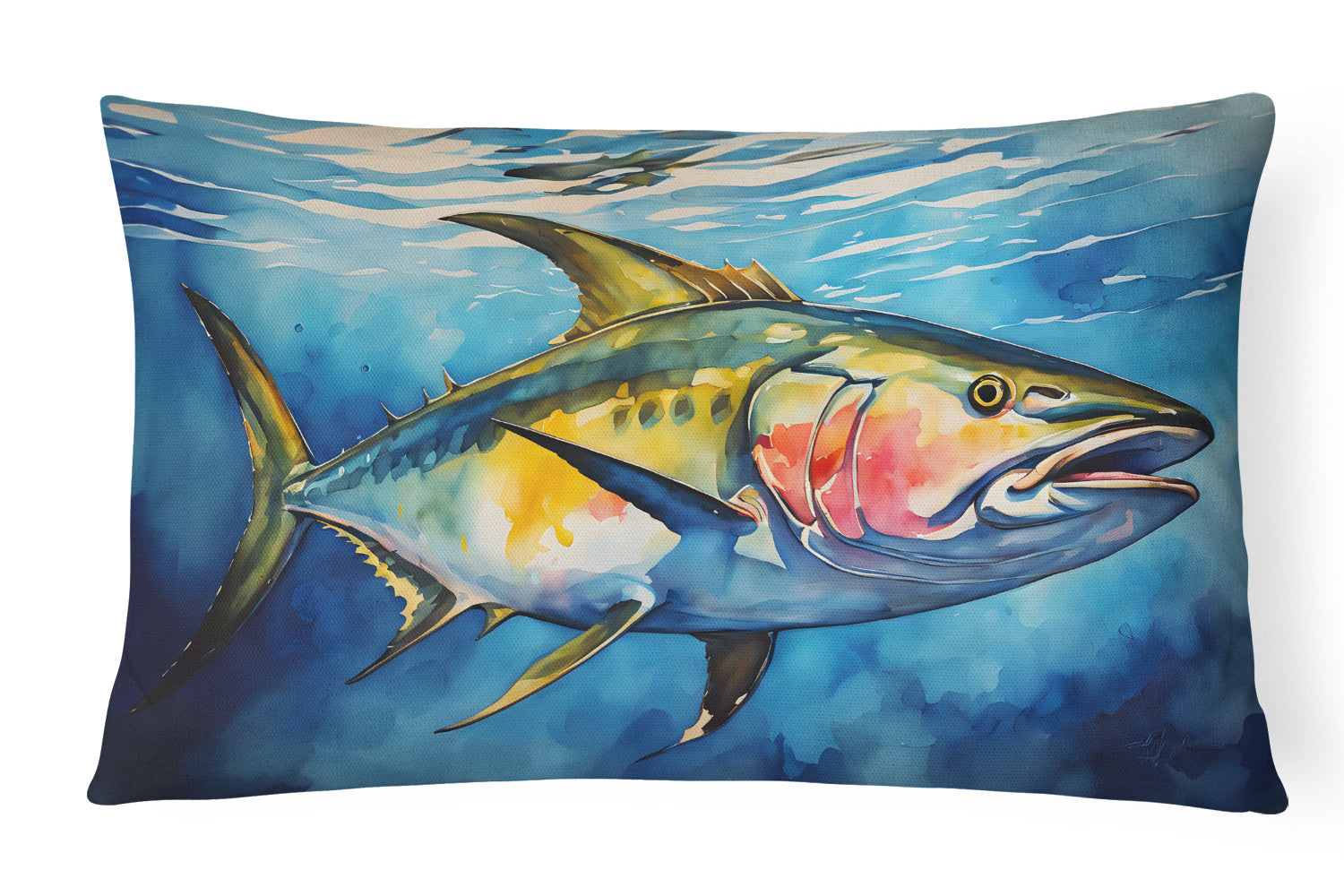 Nautical Collection Throw Pillow Throw Pillow for Indoor Couch Bed Outdoor Patio Washable, Yellowfin Tuna 2844,12Hx16W