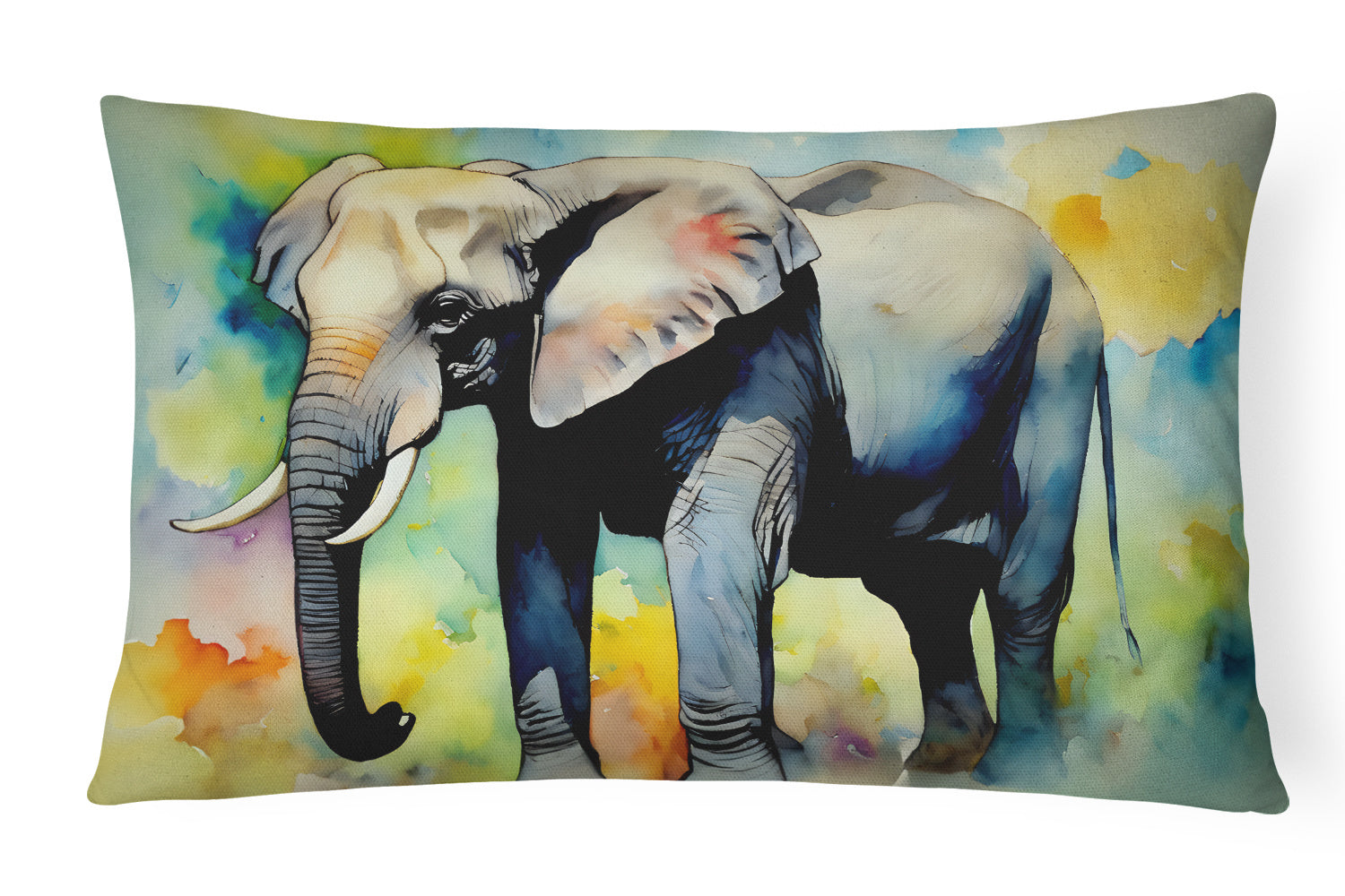 NEW Watercolor Wildlife Throw Pillow Throw Pillow for Indoor Couch Bed Outdoor Patio Washable, Elephant 2905,12Hx16W