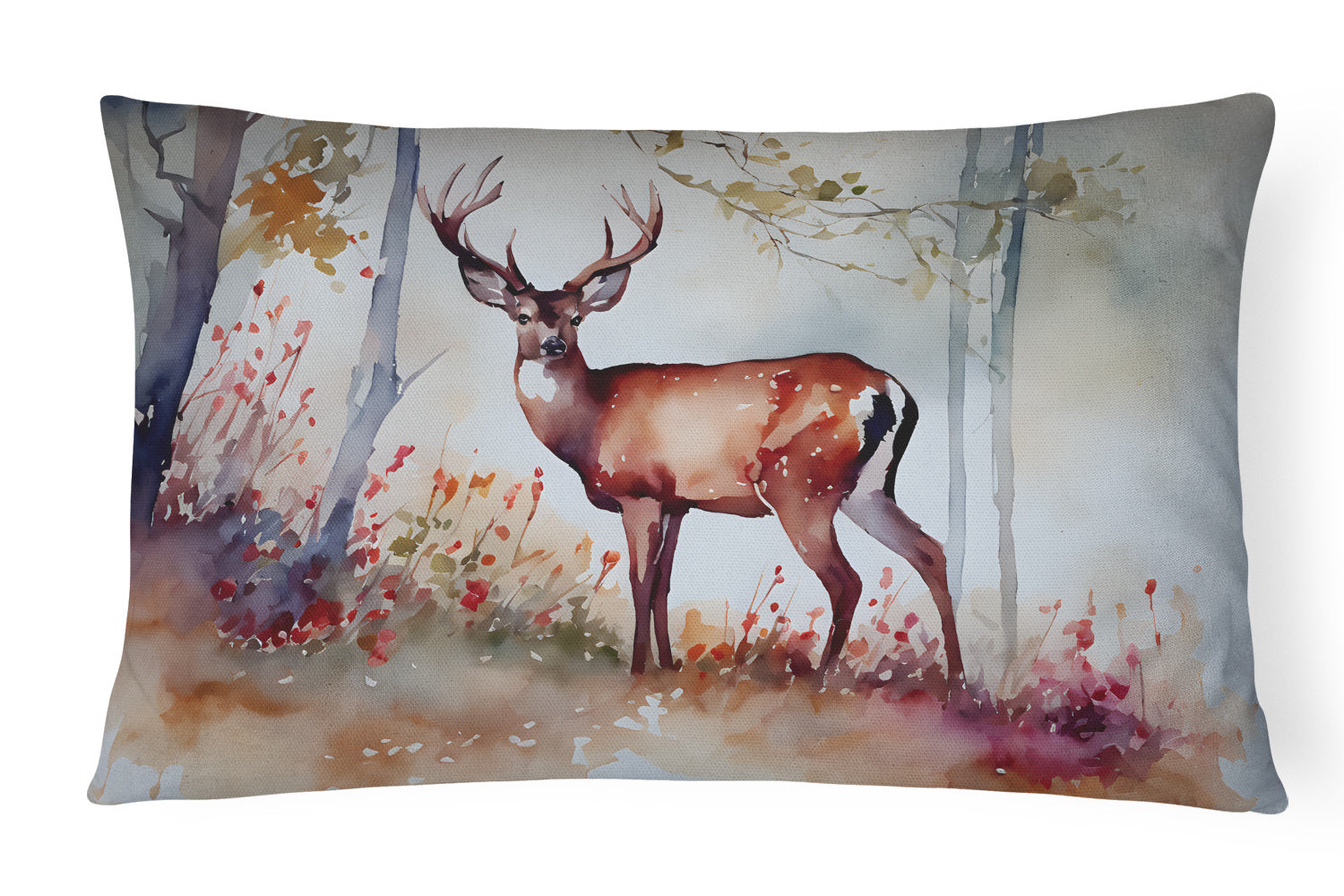 NEW Watercolor Wildlife Throw Pillow Throw Pillow for Indoor Couch Bed Outdoor Patio Washable, Deer 2900,12Hx16W