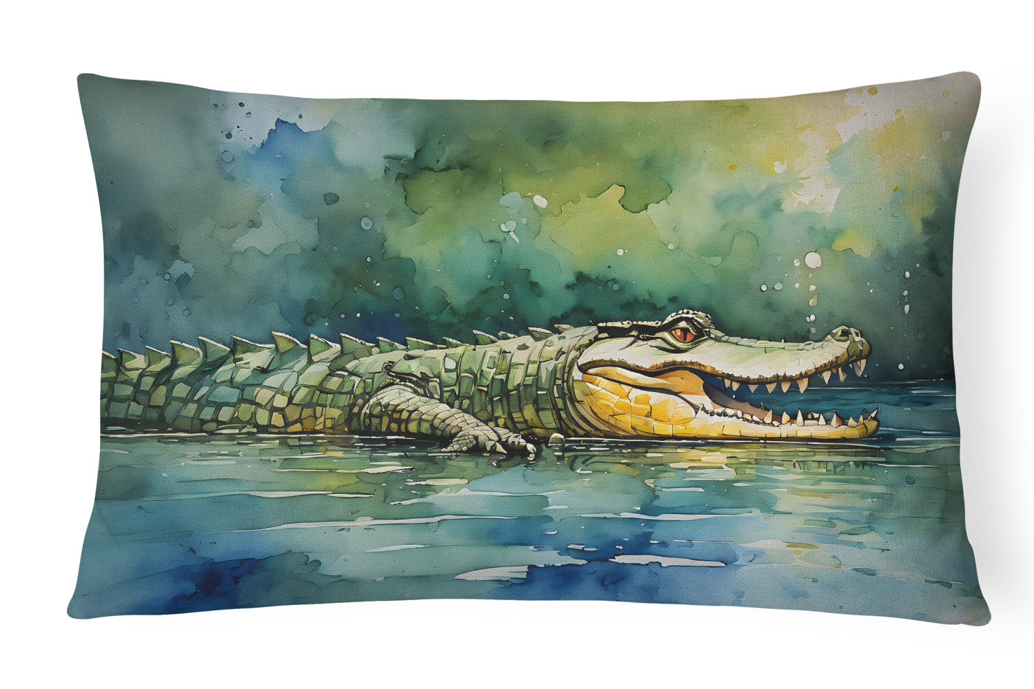 NEW Watercolor Wildlife Throw Pillow Throw Pillow for Indoor Couch Bed Outdoor Patio Washable, Crocodile 2897,12Hx16W