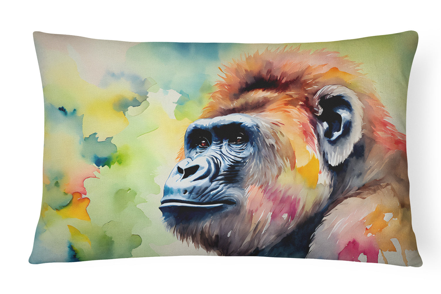 NEW Watercolor Wildlife Throw Pillow Throw Pillow for Indoor Couch Bed Outdoor Patio Washable, Gorilla 2917,12Hx16W