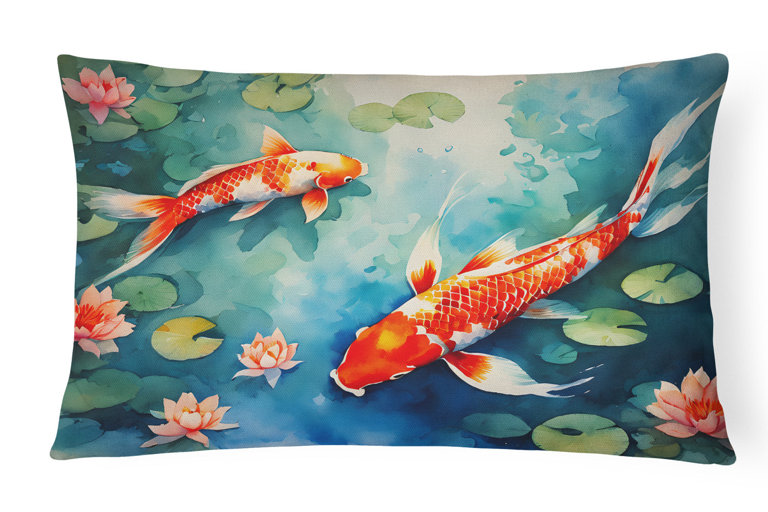 Nautical Collection Throw Pillow Throw Pillow for Indoor Couch Bed Outdoor Patio Washable, Koi Fish 2798,12Hx16W