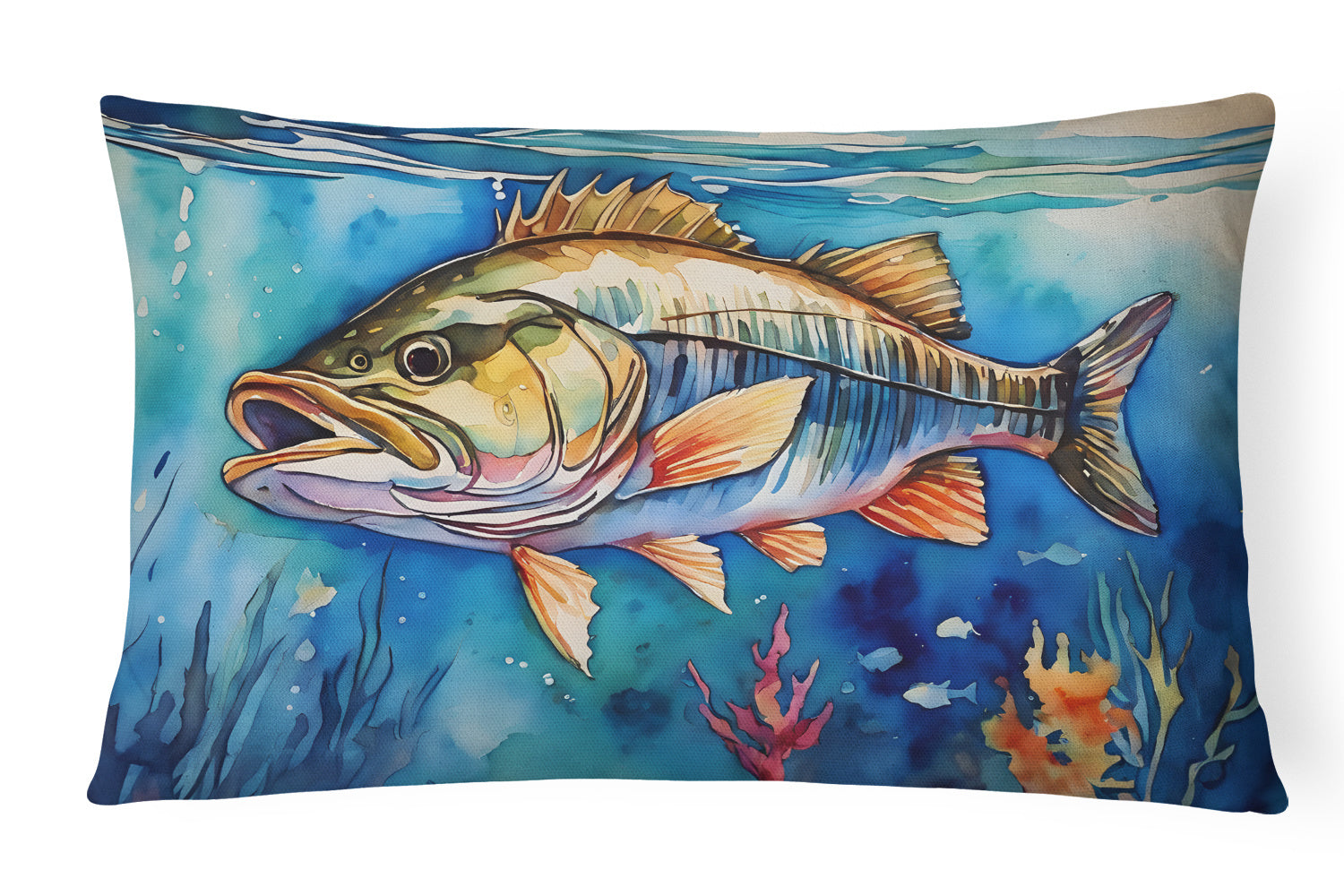 Nautical Collection Throw Pillow Throw Pillow for Indoor Couch Bed Outdoor Patio Washable, Striped Bass 2833,12Hx16W