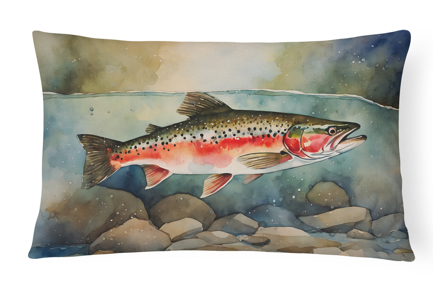 Nautical Collection Throw Pillow Throw Pillow for Indoor Couch Bed Outdoor Patio Washable, Trout 2840,12Hx16W