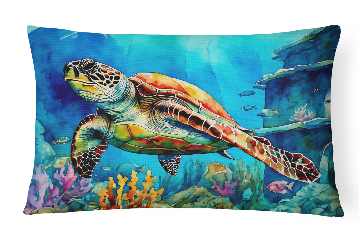 Nautical Collection Throw Pillow Throw Pillow for Indoor Couch Bed Outdoor Patio Washable, Loggerhead Sea Turtle 2805,12Hx16W