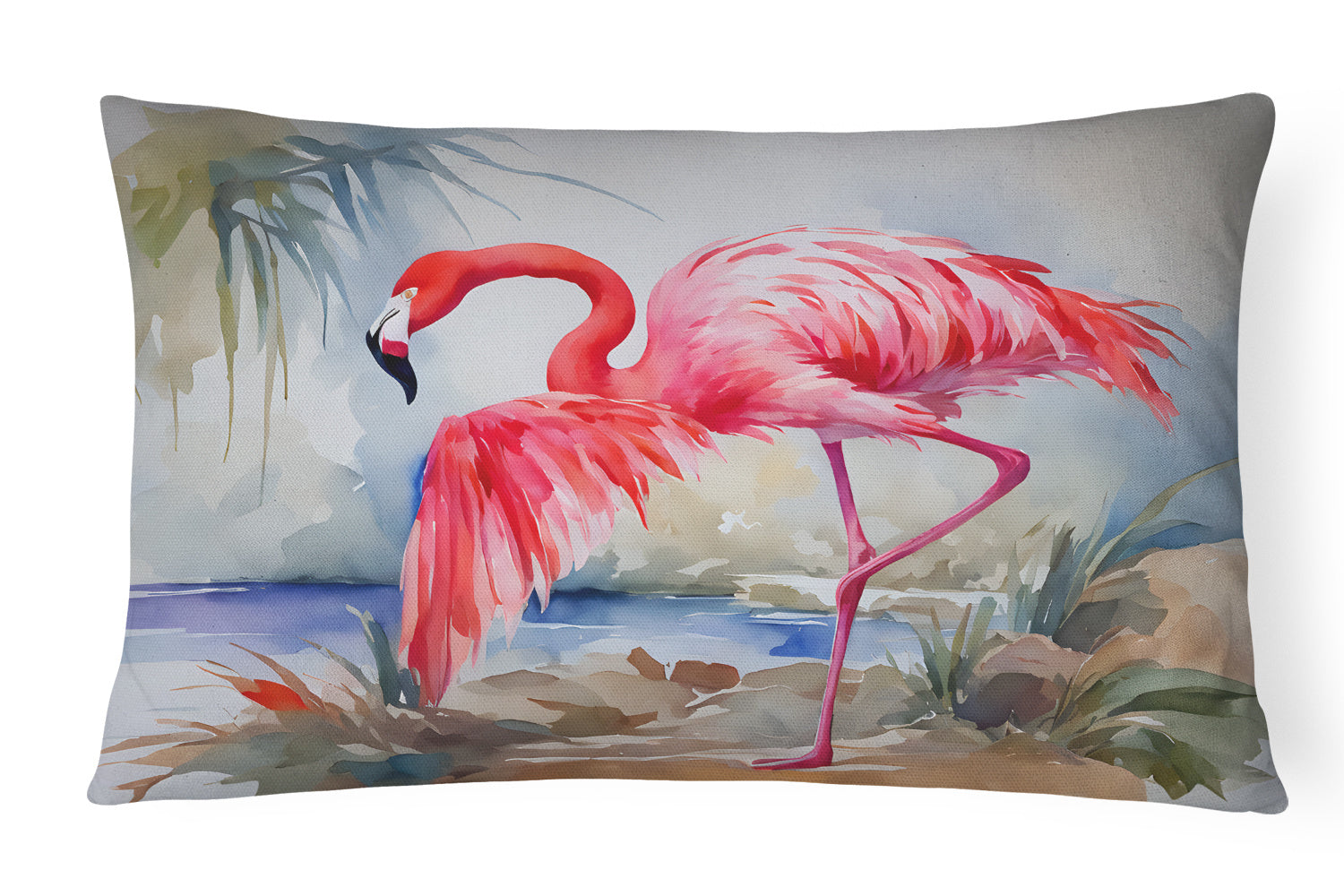 Nautical Collection Throw Pillow Throw Pillow for Indoor Couch Bed Outdoor Patio Washable, Flamingo 2864,12Hx16W