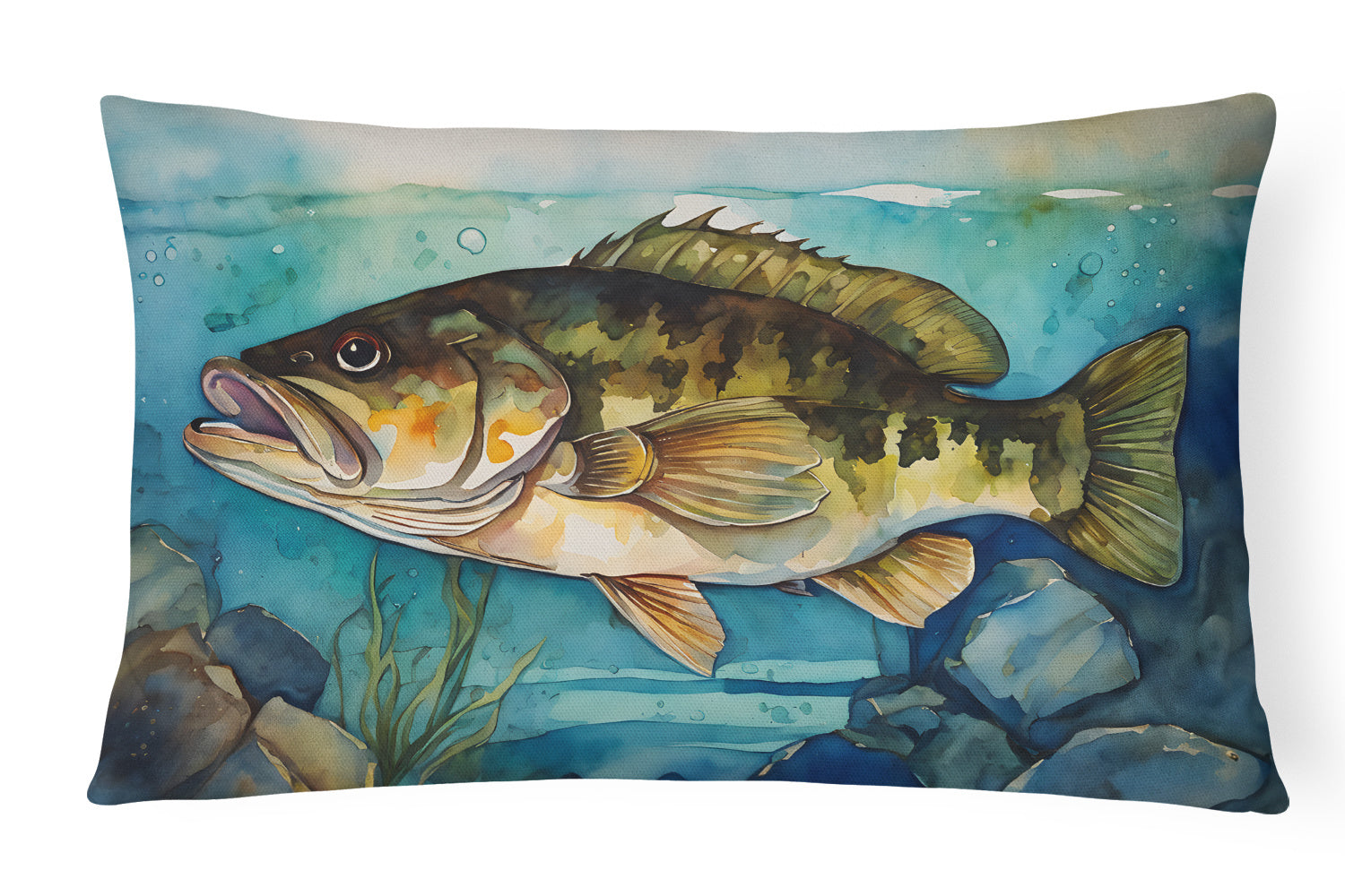 Nautical Collection Throw Pillow Throw Pillow for Indoor Couch Bed Outdoor Patio Washable, Smallmouth Bass 2827,12Hx16W