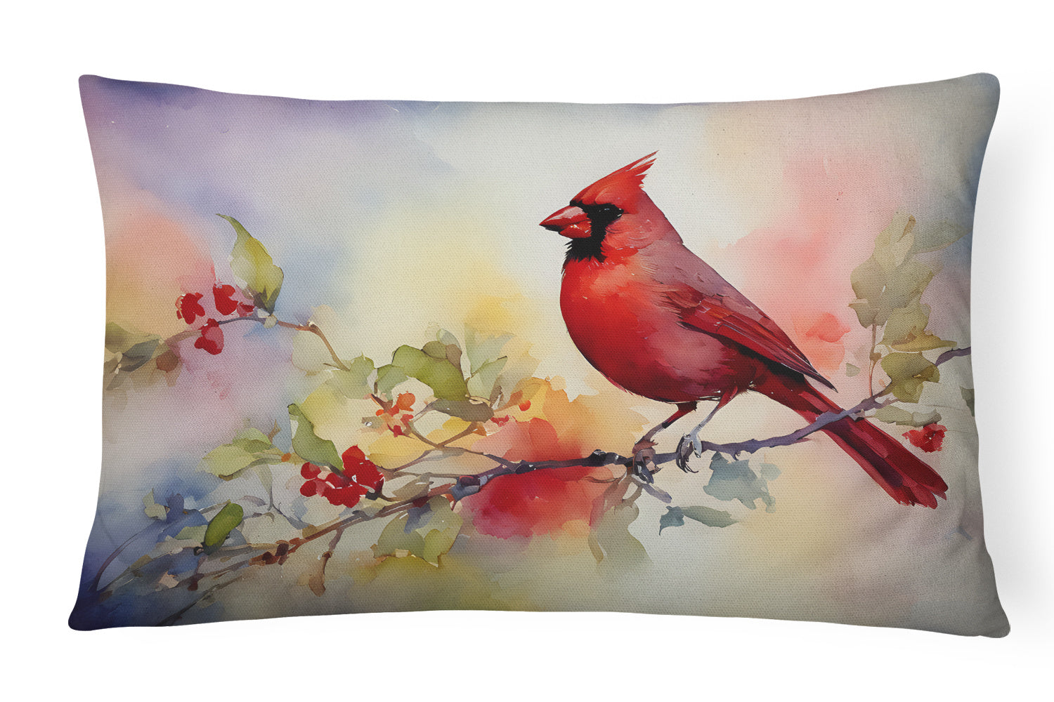 Watercolor Birds Throw Pillow Throw Pillow for Indoor Couch Bed Outdoor Patio Washable, Cardinal 3201,12Hx16W