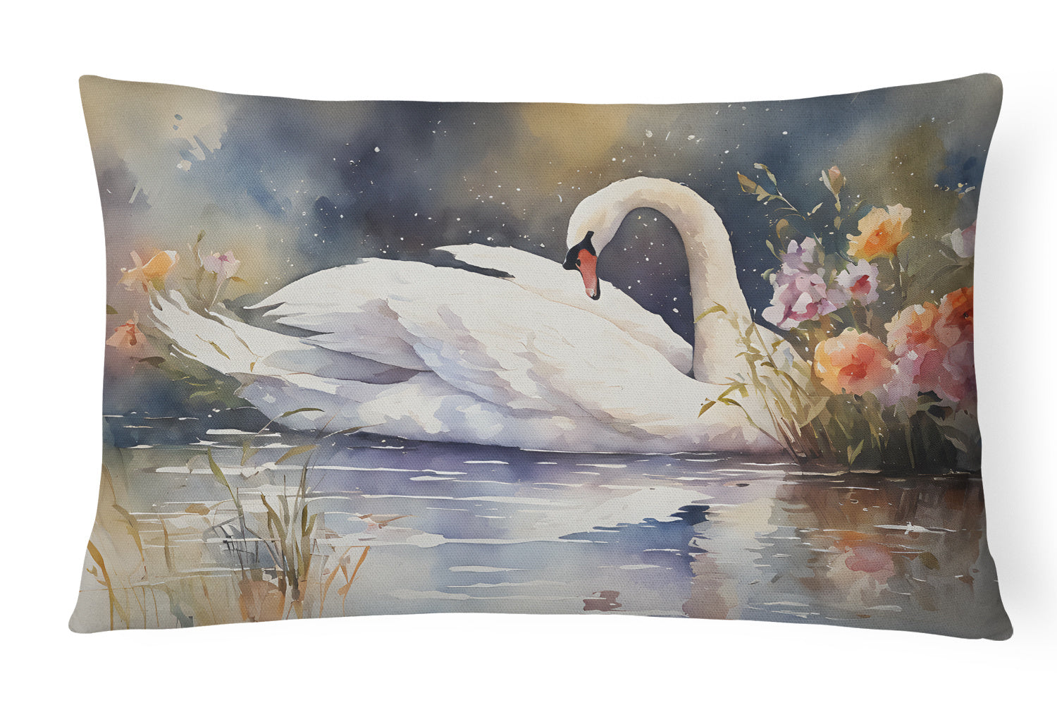 Watercolor Birds Throw Pillow Throw Pillow for Indoor Couch Bed Outdoor Patio Washable, Swan 3273,12Hx16W