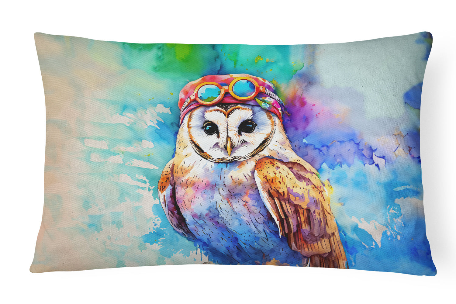 Hippie Animals Throw Pillow Throw Pillow for Indoor Couch Bed Outdoor Patio Washable, Barn Owl 3965,12Hx16W