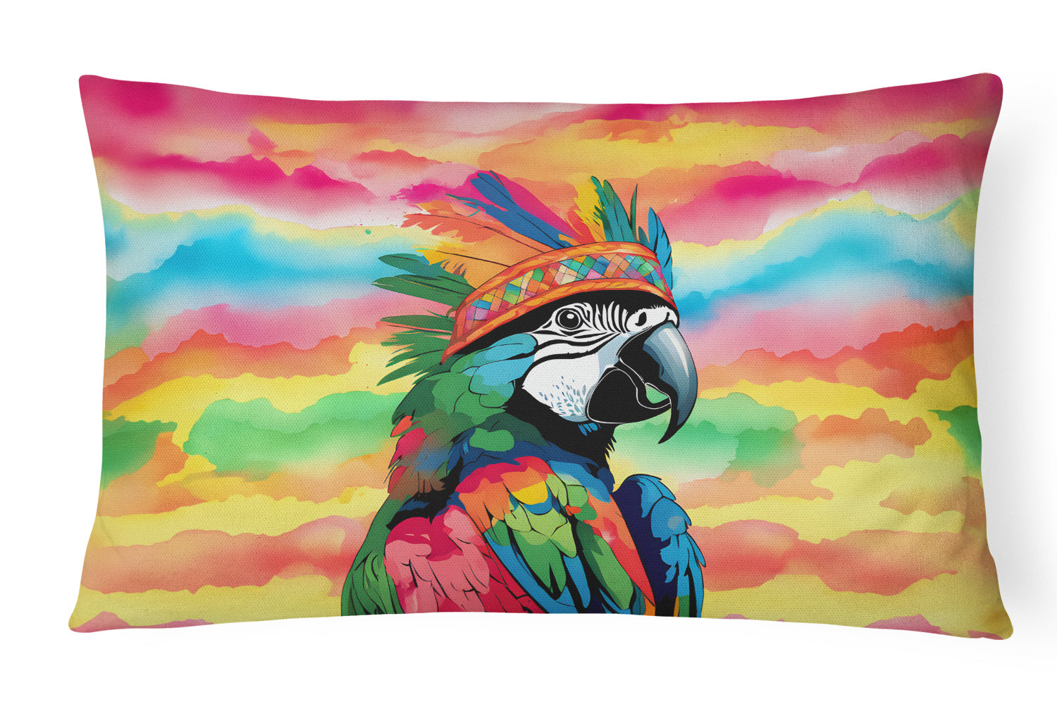 Hippie Animals Throw Pillow Throw Pillow for Indoor Couch Bed Outdoor Patio Washable, Parrot 4018,12Hx16W