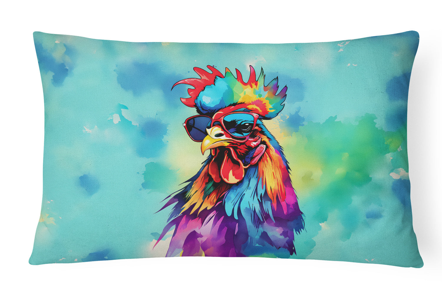 Hippie Animals Throw Pillow Throw Pillow for Indoor Couch Bed Outdoor Patio Washable, Rooster 4040,12Hx16W