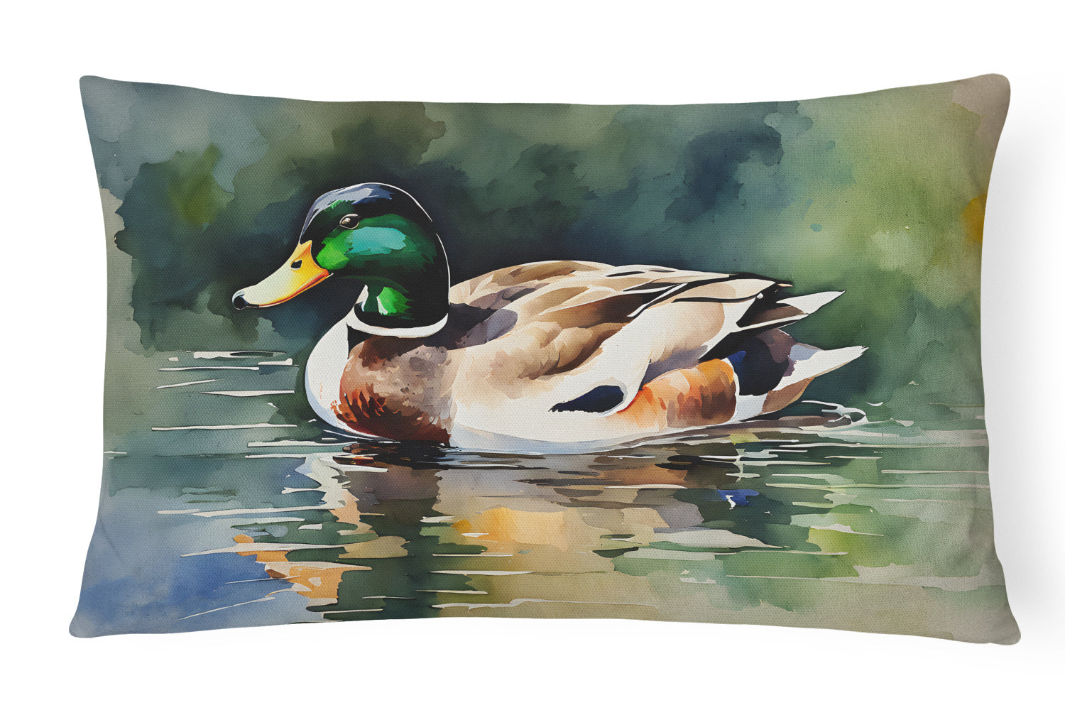 Watercolor Birds Throw Pillow Throw Pillow for Indoor Couch Bed Outdoor Patio Washable, Mallard 3238,12Hx16W