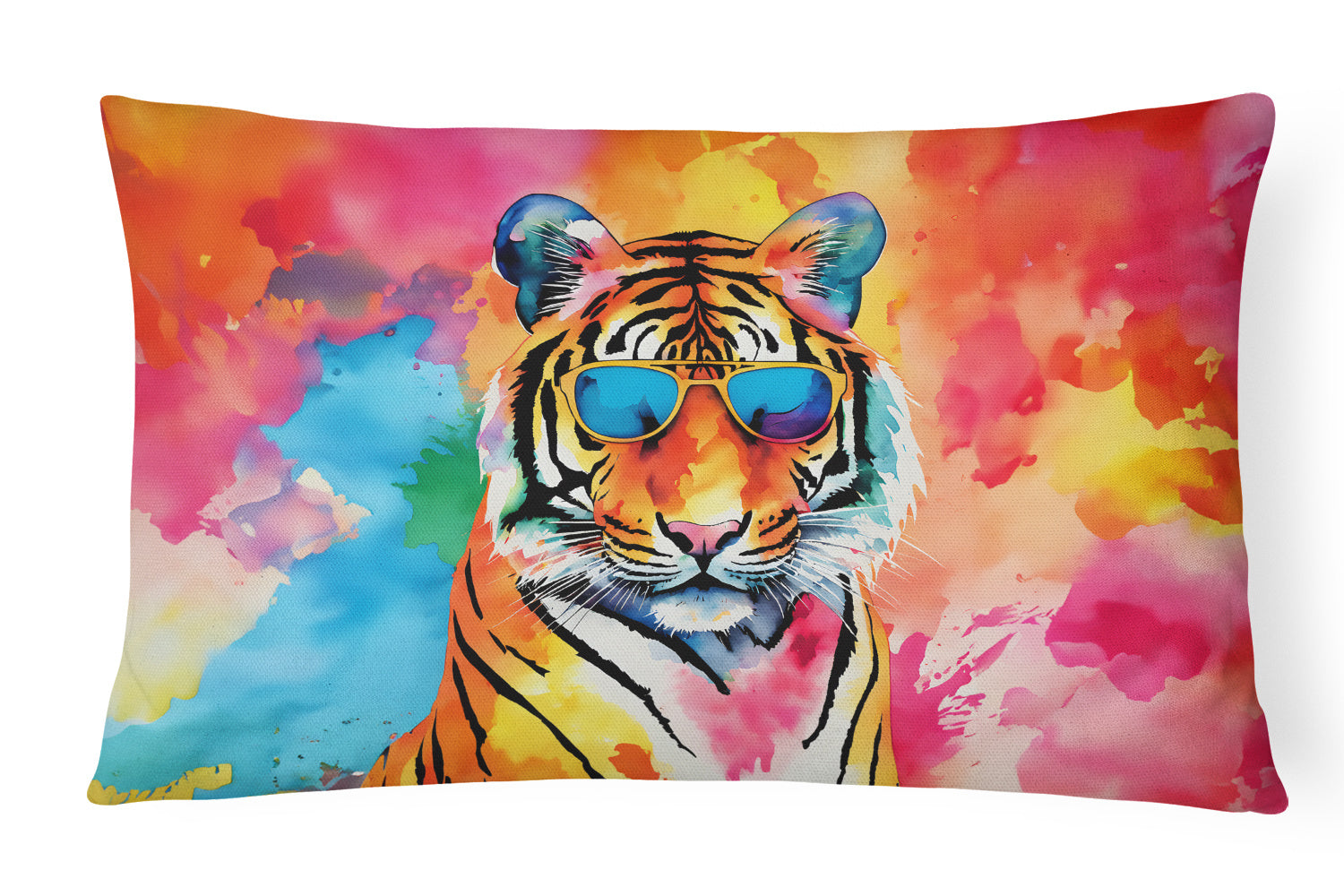 Hippie Animals Throw Pillow Throw Pillow for Indoor Couch Bed Outdoor Patio Washable, Bengal Tiger 3966,12Hx16W