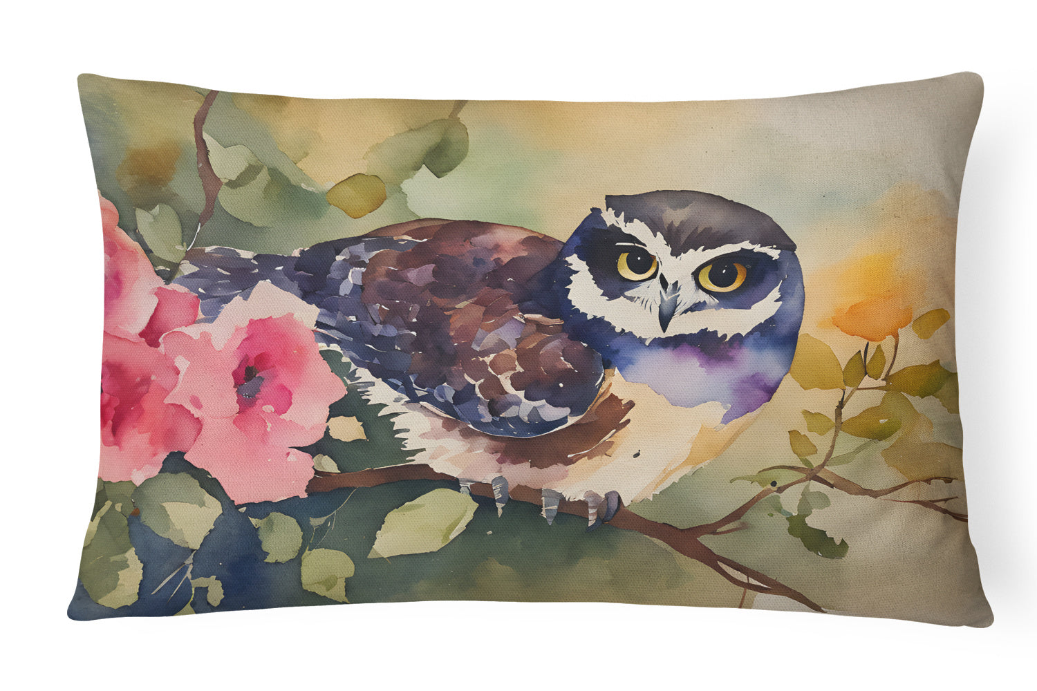 Watercolor Birds Throw Pillow Throw Pillow for Indoor Couch Bed Outdoor Patio Washable, Spectacled Owl 3268,12Hx16W