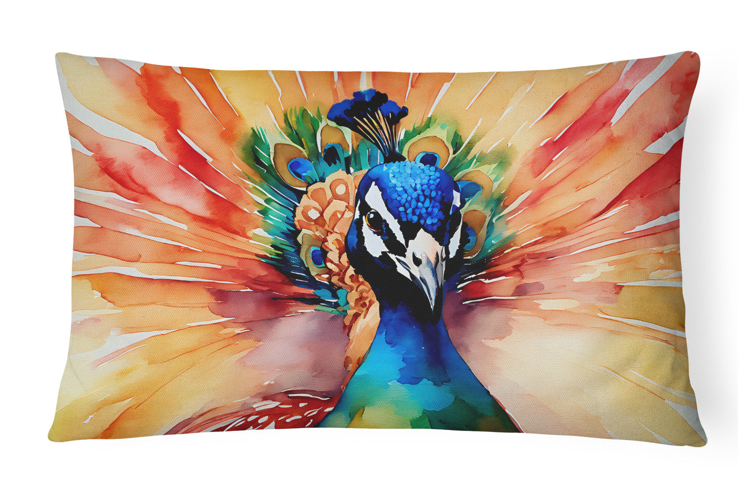 Watercolor Birds Throw Pillow Throw Pillow for Indoor Couch Bed Outdoor Patio Washable, Peacock 3256,12Hx16W