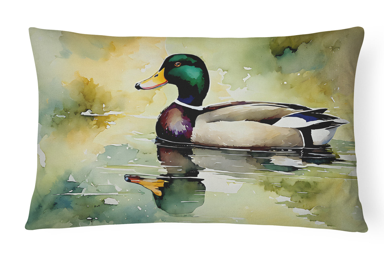 Watercolor Birds Throw Pillow Throw Pillow for Indoor Couch Bed Outdoor Patio Washable, Mallard 3241,12Hx16W