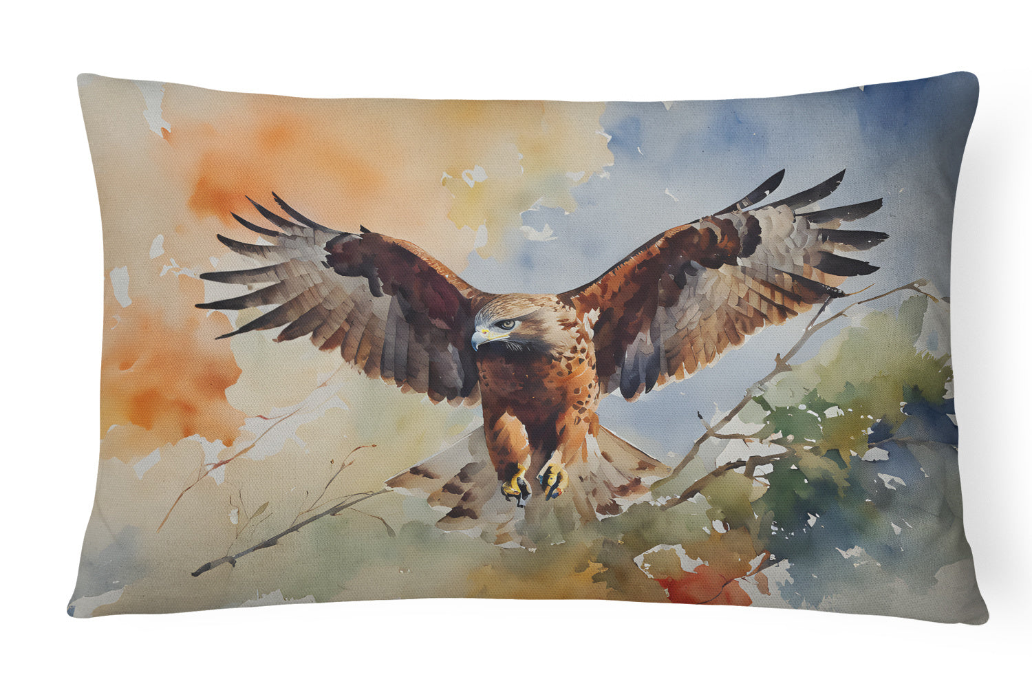 Watercolor Birds Throw Pillow Throw Pillow for Indoor Couch Bed Outdoor Patio Washable, Hawk 3231,12Hx16W