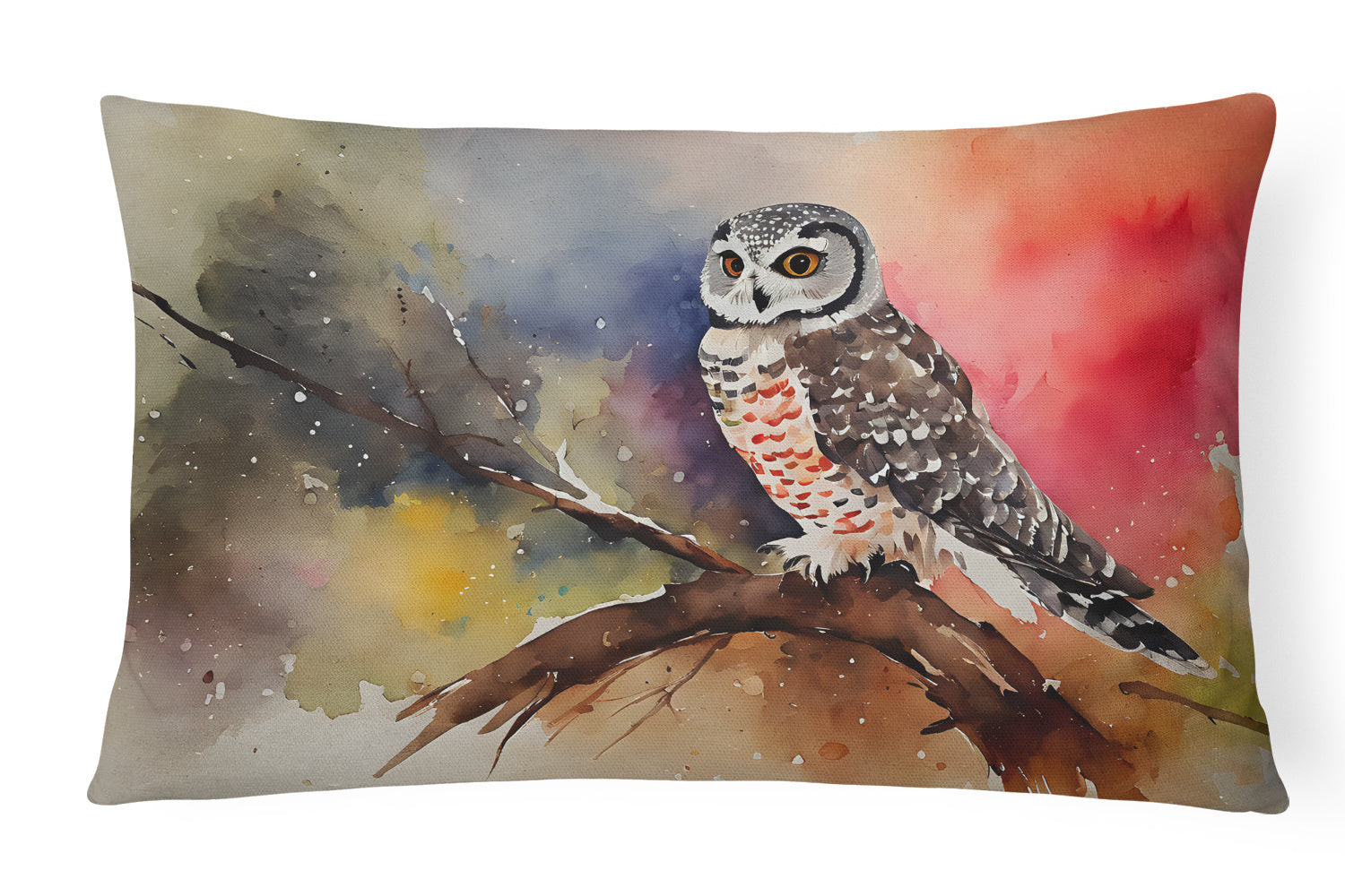 Watercolor Birds Throw Pillow Throw Pillow for Indoor Couch Bed Outdoor Patio Washable, Northern Hawk Owl 3243,12Hx16W