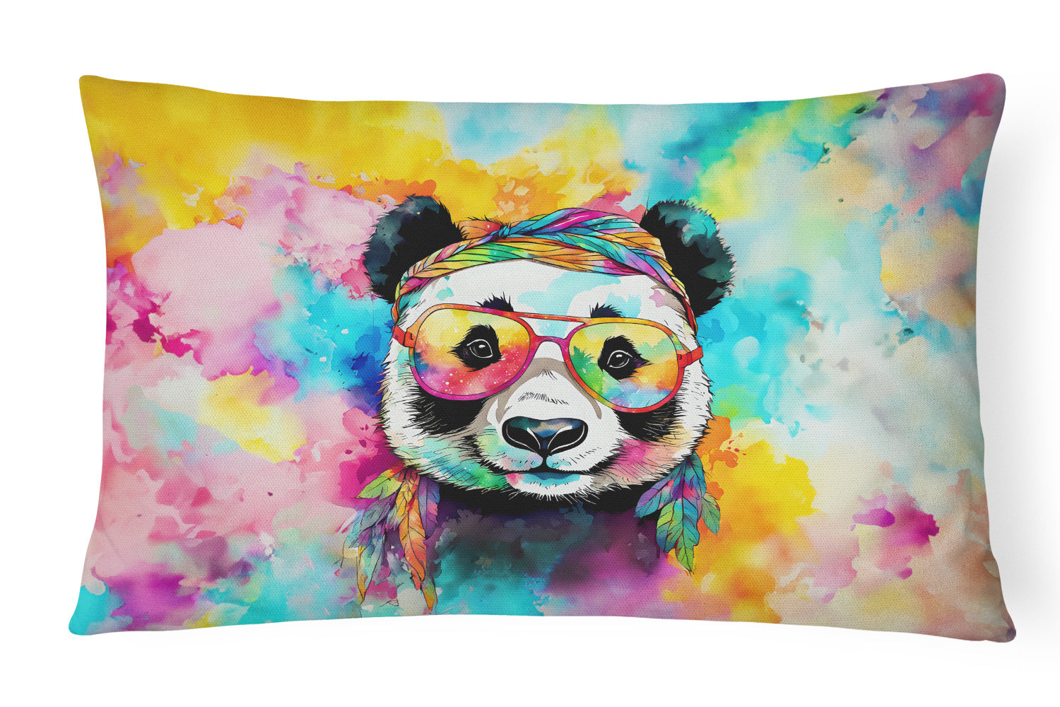 Hippie Animals Throw Pillow Throw Pillow for Indoor Couch Bed Outdoor Patio Washable, Panda 4017,12Hx16W