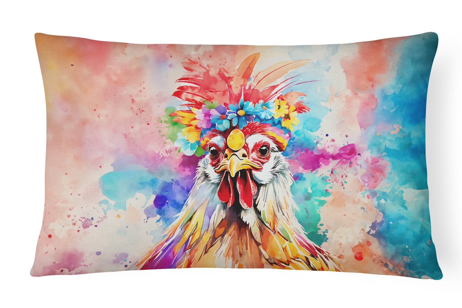 Hippie Animals Throw Pillow Throw Pillow for Indoor Couch Bed Outdoor Patio Washable, Polish Poland Rooster 4031,12Hx16W