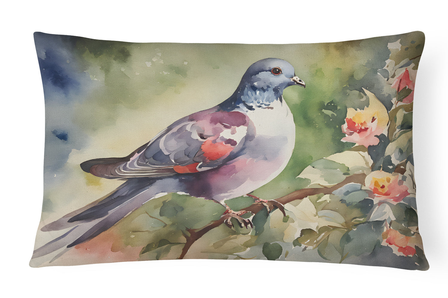 Watercolor Birds Throw Pillow Throw Pillow for Indoor Couch Bed Outdoor Patio Washable, Pigeon 3261,12Hx16W