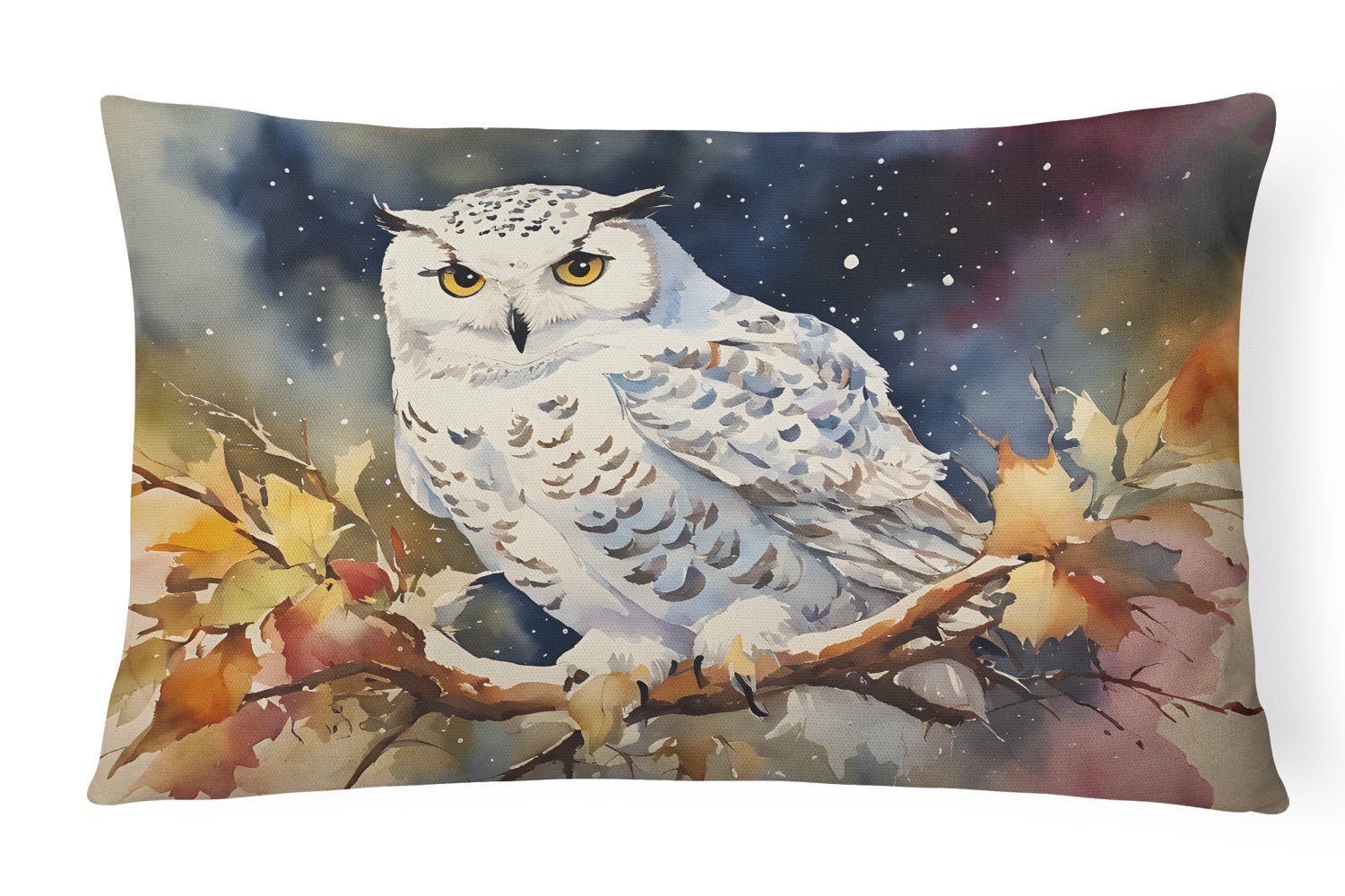 Watercolor Birds Throw Pillow Throw Pillow for Indoor Couch Bed Outdoor Patio Washable, Snowy Owl 3265,12Hx16W