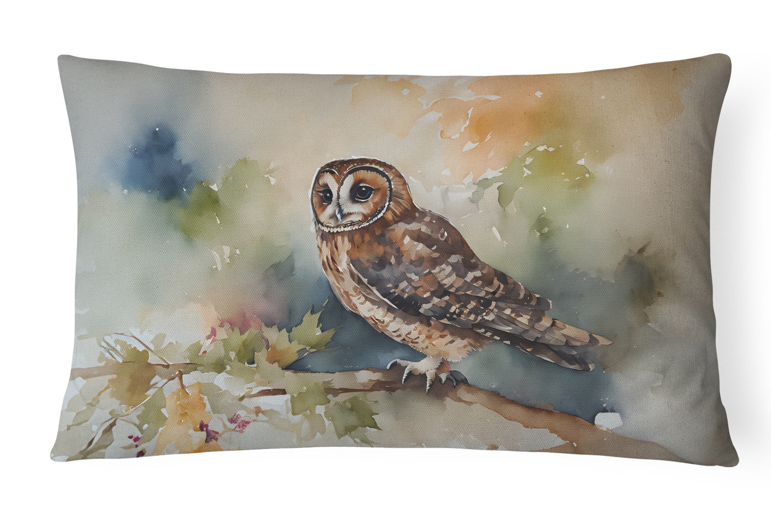 Watercolor Birds Throw Pillow Throw Pillow for Indoor Couch Bed Outdoor Patio Washable, Tawny Owl 3280,12Hx16W