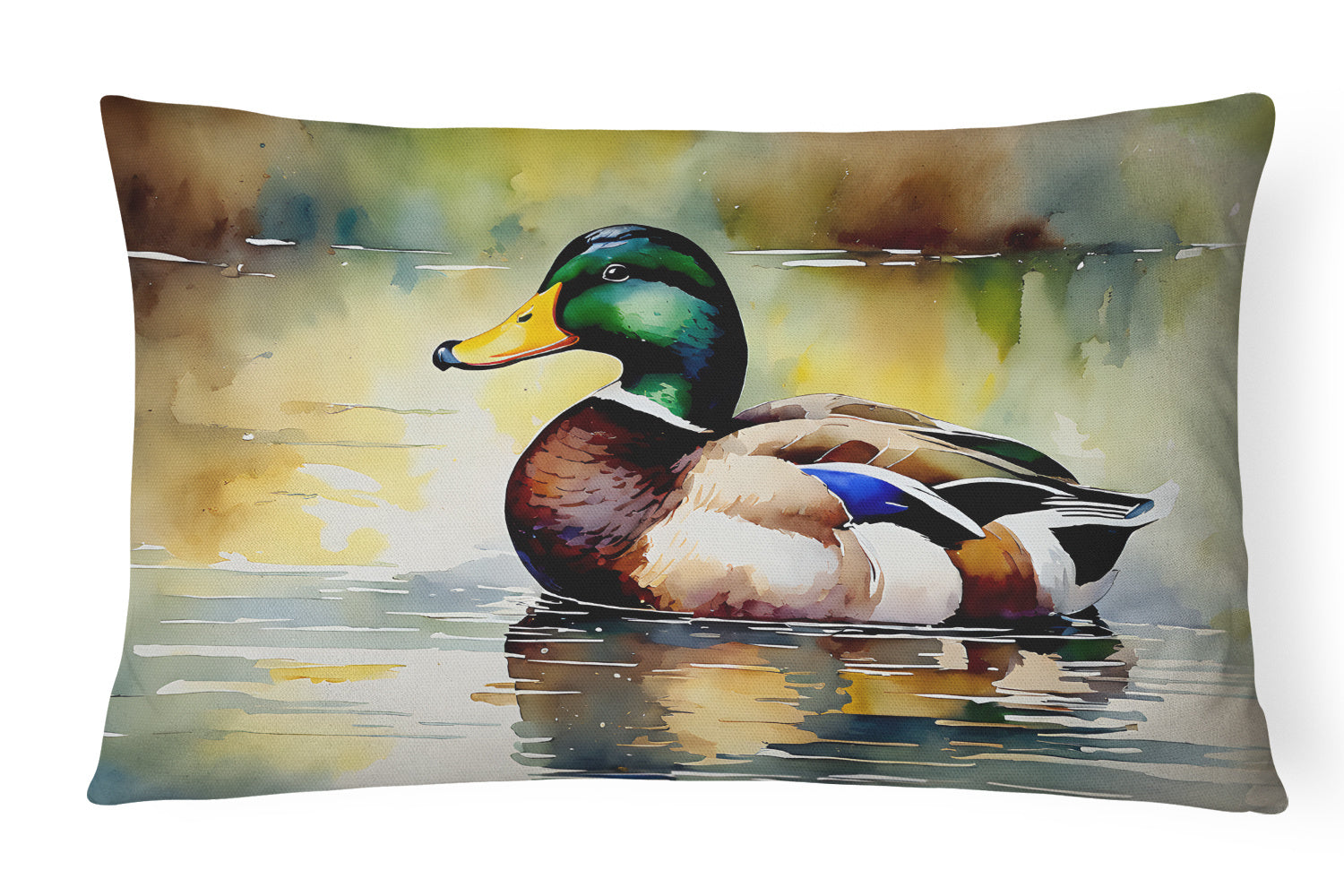 Watercolor Birds Throw Pillow Throw Pillow for Indoor Couch Bed Outdoor Patio Washable, Mallard 3239,12Hx16W