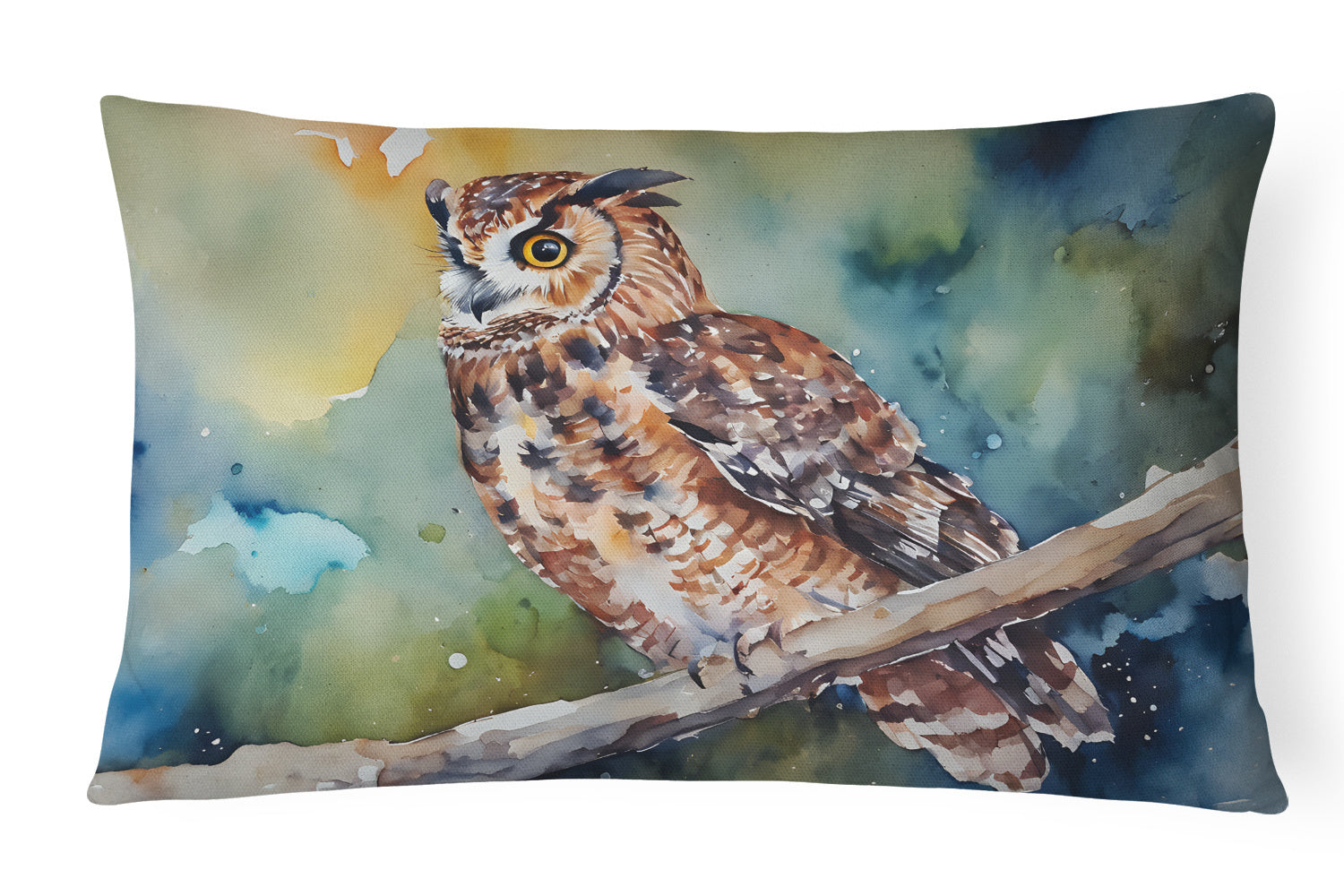 Watercolor Birds Throw Pillow Throw Pillow for Indoor Couch Bed Outdoor Patio Washable, Tawny Owl 3279,12Hx16W