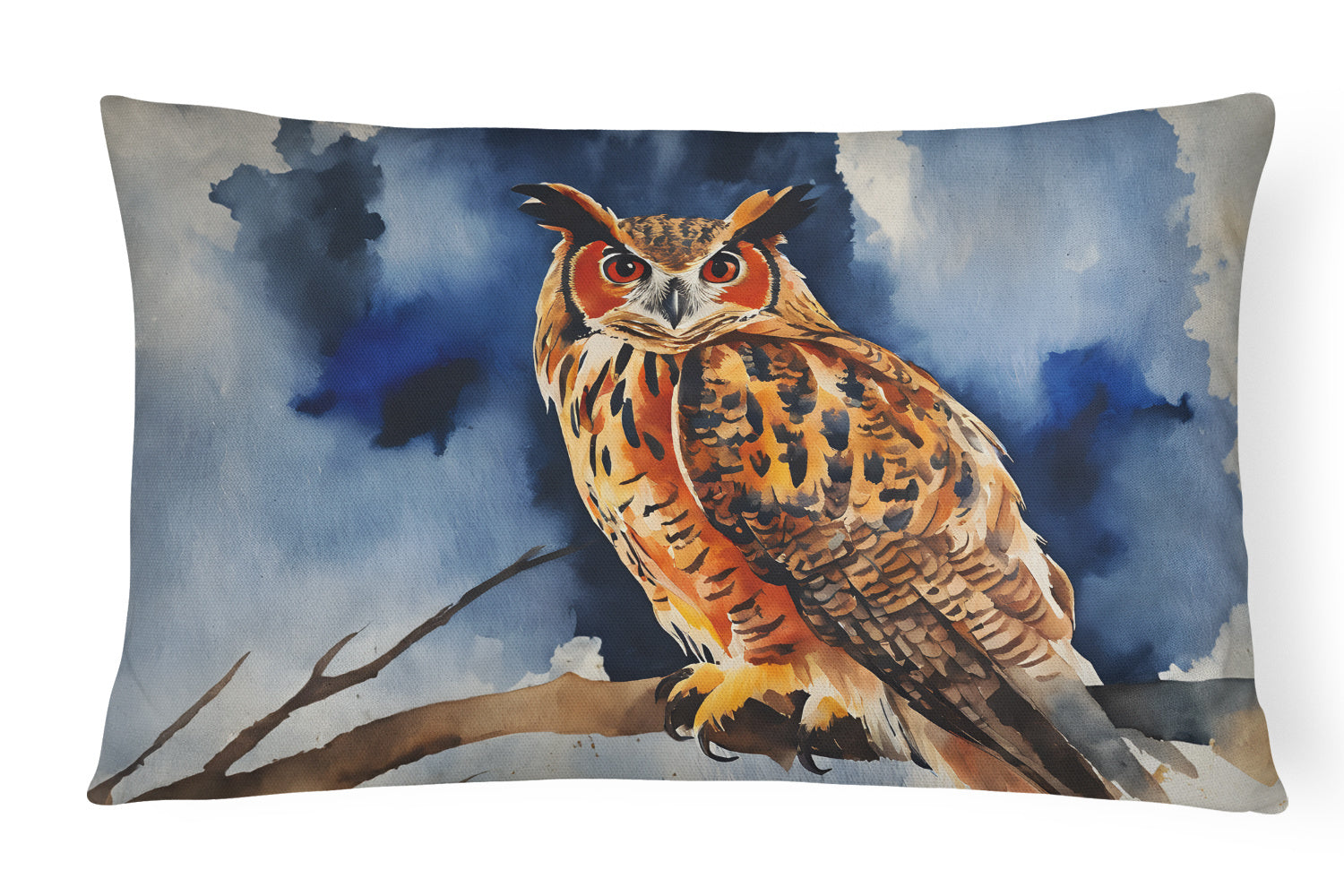 Watercolor Birds Throw Pillow Throw Pillow for Indoor Couch Bed Outdoor Patio Washable, Eurasian Eagle Owl 3222,12Hx16W