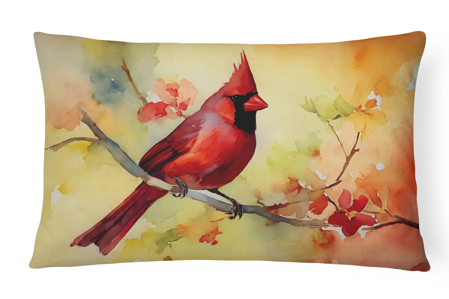 Watercolor Birds Throw Pillow Throw Pillow for Indoor Couch Bed Outdoor Patio Washable, Cardinal 3198,12Hx16W