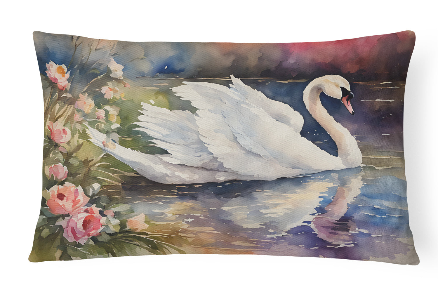 Watercolor Birds Throw Pillow Throw Pillow for Indoor Couch Bed Outdoor Patio Washable, Swan 3274,12Hx16W