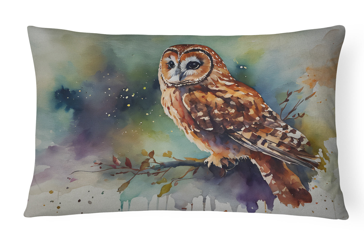 Watercolor Birds Throw Pillow Throw Pillow for Indoor Couch Bed Outdoor Patio Washable, Tawny Owl 3278,12Hx16W