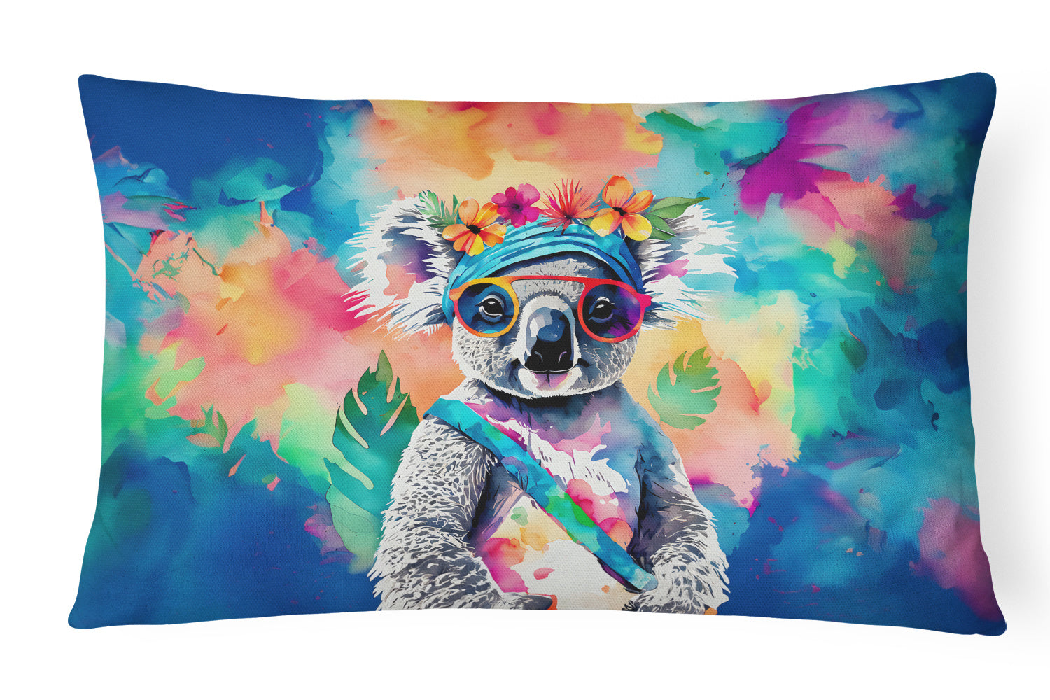 Hippie Animals Throw Pillow Throw Pillow for Indoor Couch Bed Outdoor Patio Washable, Koala 3999,12Hx16W