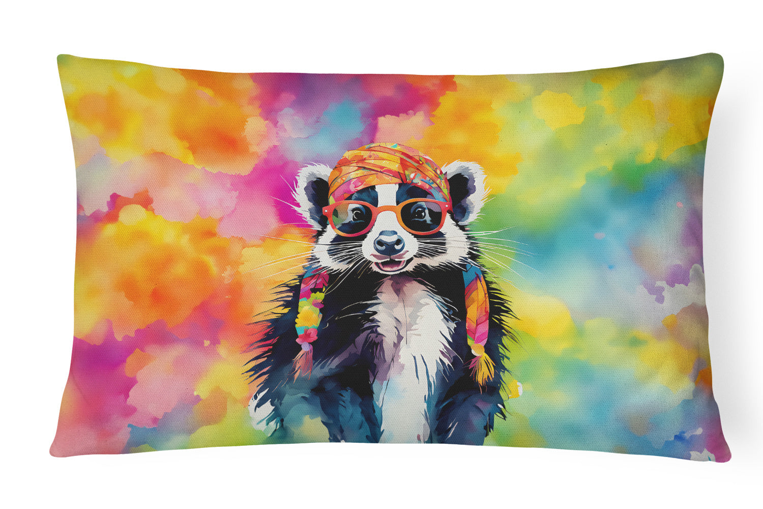 Hippie Animals Throw Pillow Throw Pillow for Indoor Couch Bed Outdoor Patio Washable, Skunk 4044,12Hx16W