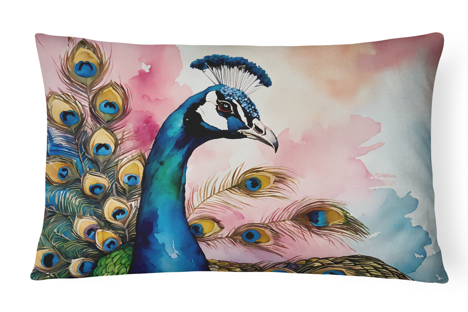 Watercolor Birds Throw Pillow Throw Pillow for Indoor Couch Bed Outdoor Patio Washable, Peacock 3258,12Hx16W