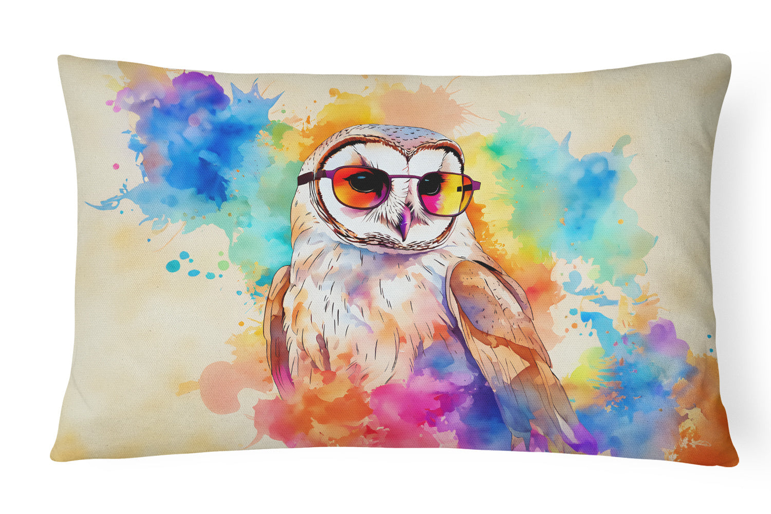 Hippie Animals Throw Pillow Throw Pillow for Indoor Couch Bed Outdoor Patio Washable, Barn Owl 3964,12Hx16W