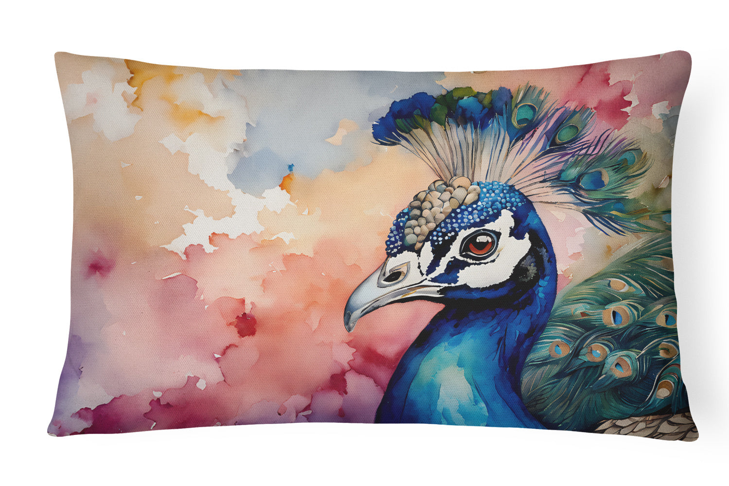 Watercolor Birds Throw Pillow Throw Pillow for Indoor Couch Bed Outdoor Patio Washable, Peacock 3249,12Hx16W