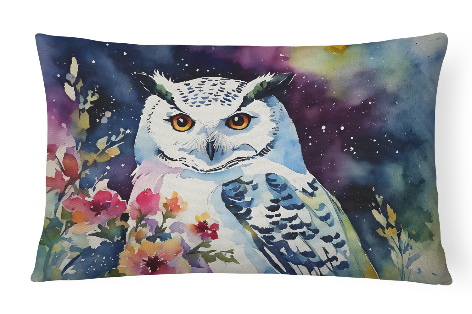 Watercolor Birds Throw Pillow Throw Pillow for Indoor Couch Bed Outdoor Patio Washable, Snowy Owl 3267,12Hx16W