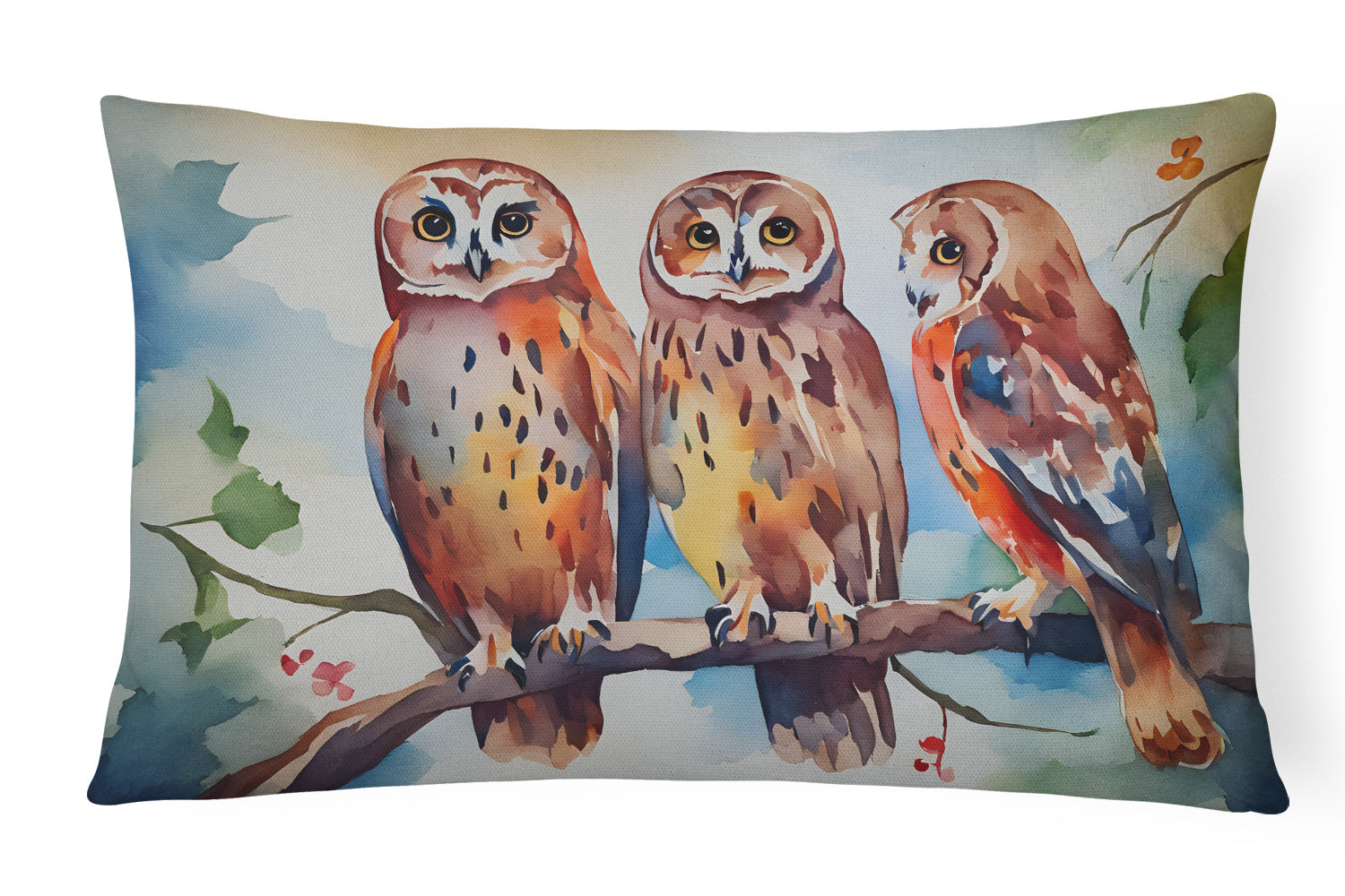 Watercolor Birds Throw Pillow Throw Pillow for Indoor Couch Bed Outdoor Patio Washable, Owls 3247,12Hx16W