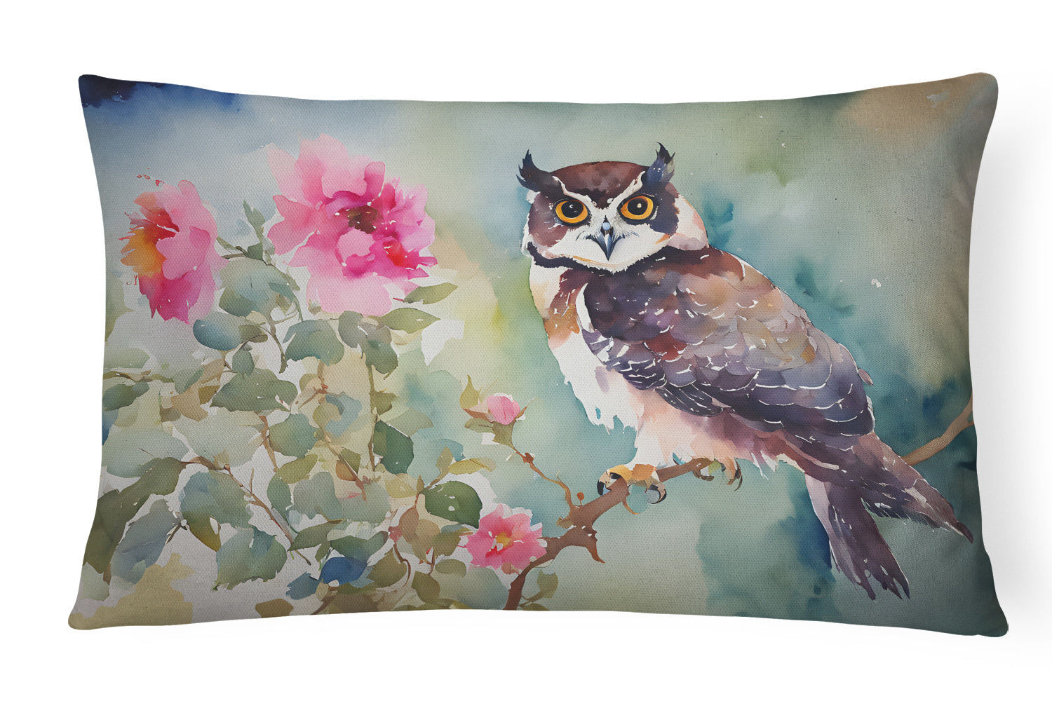 Watercolor Birds Throw Pillow Throw Pillow for Indoor Couch Bed Outdoor Patio Washable, Spectacled Owl 3269,12Hx16W